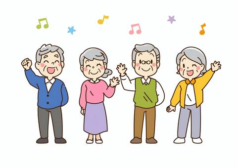 仲が良い高齢者のイラストです。