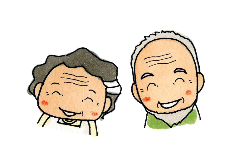 笑顔が素敵な高齢男女のイラストです。