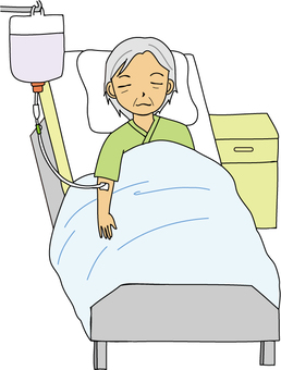 ターミナルケアの高齢女性のイラストです。