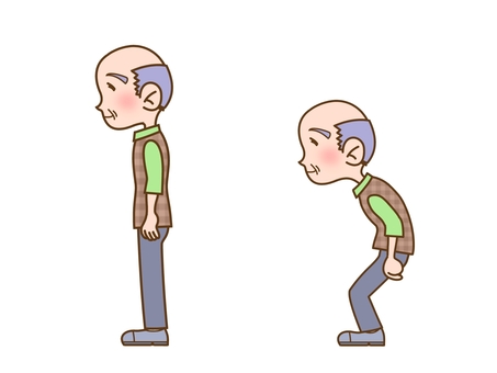 姿勢が改善された高齢男性のイラストです。