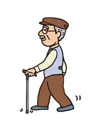 楽しそうに外出している高齢男性のイラストです。