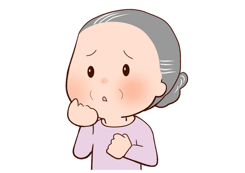 今後の生活が不安そうな高齢女性のイラストです。