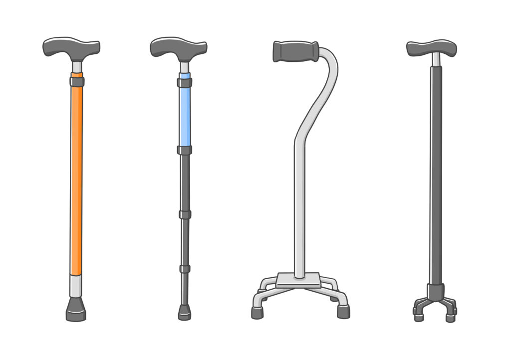 いろいろな種類がある杖のイラストです。