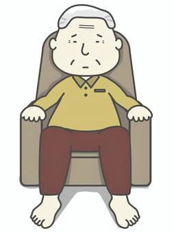 長時間座りっぱなしの高齢男性のイラストです。