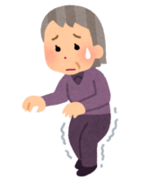 ふらついて歩いている高齢女性のイラストです。