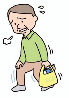 歩行が大変な高齢男性のイラストです。
