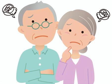 訪問マッサージ、自分たちはまだ早いかなと考えているご夫婦のイラストです。