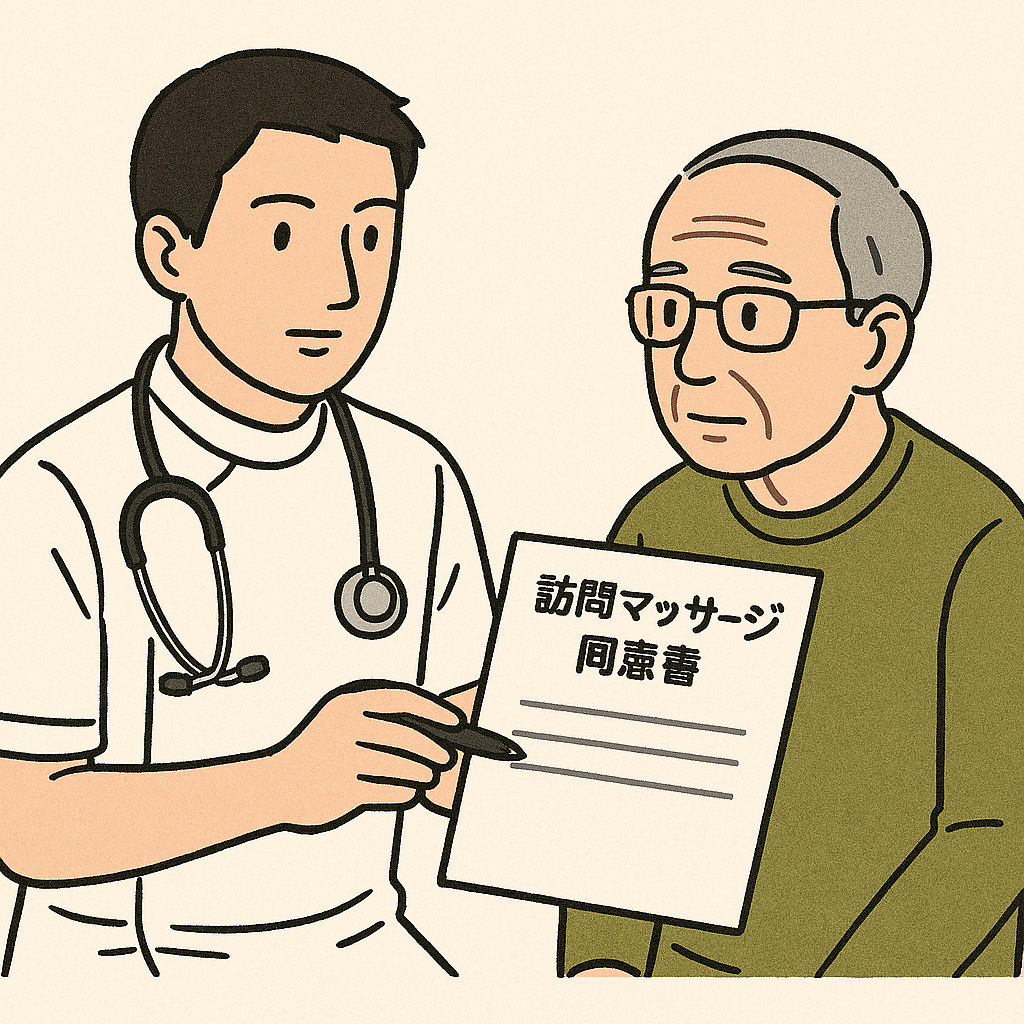 医師の診察を受けて同意書の説明を受けるイメージ