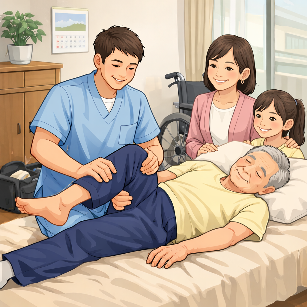 医療保険対応の訪問マッサージを行う施術者のイメージ