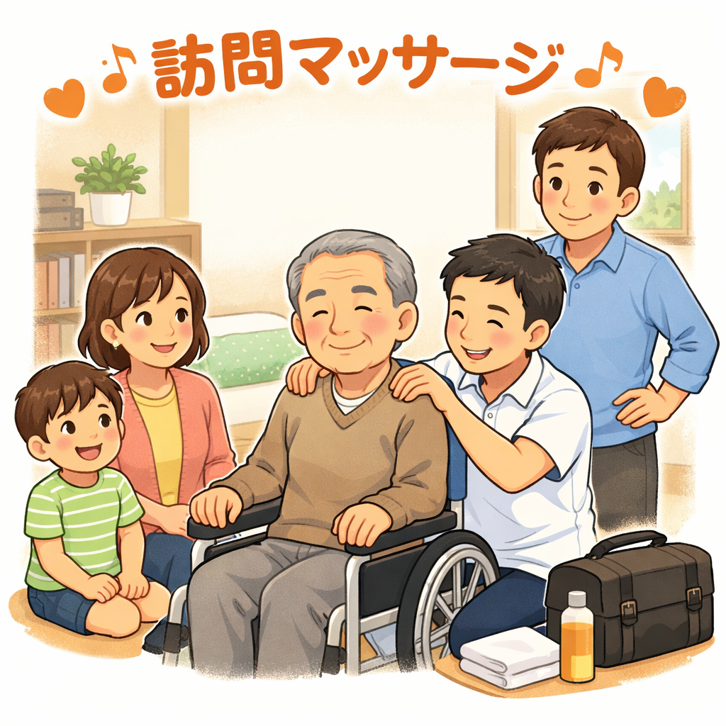 横須賀市で訪問マッサージの相談をするイメージイラスト