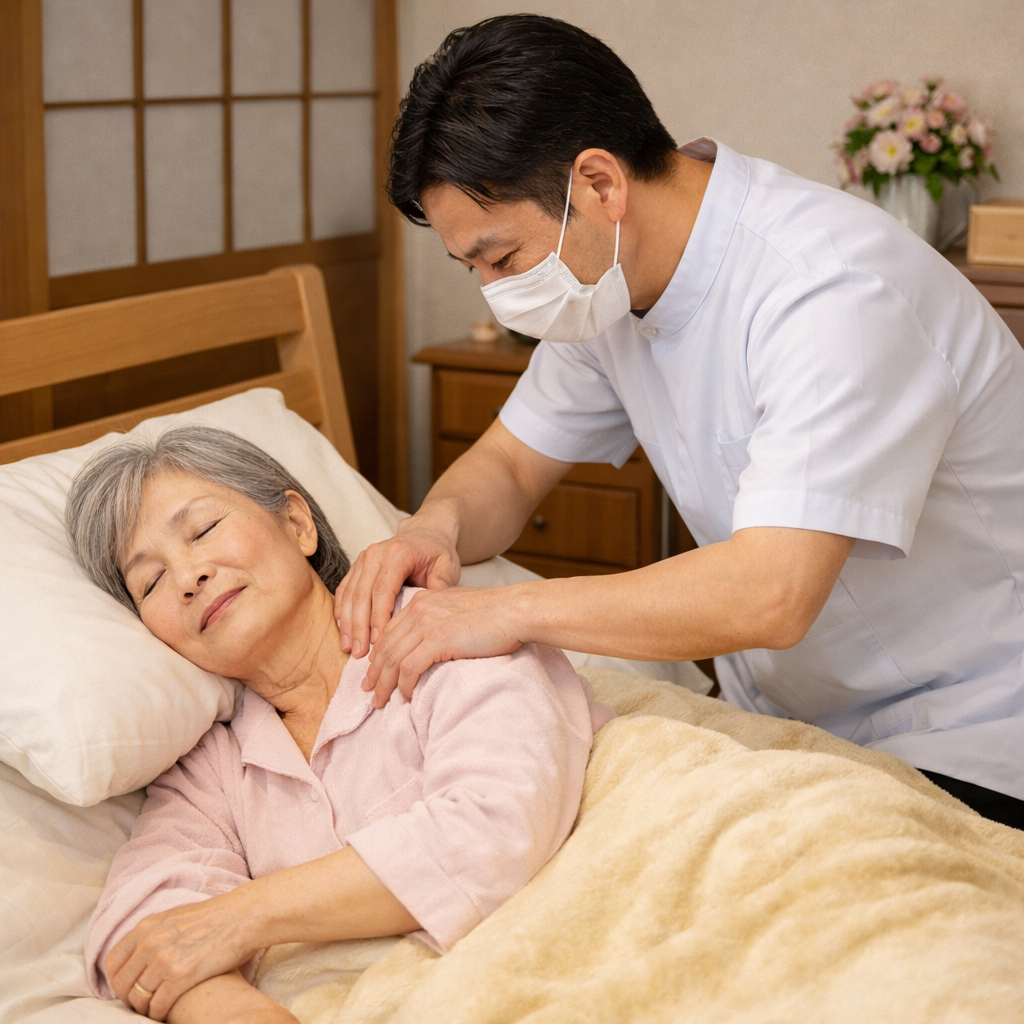 衣笠の自宅で訪問マッサージ施術を行うイメージ