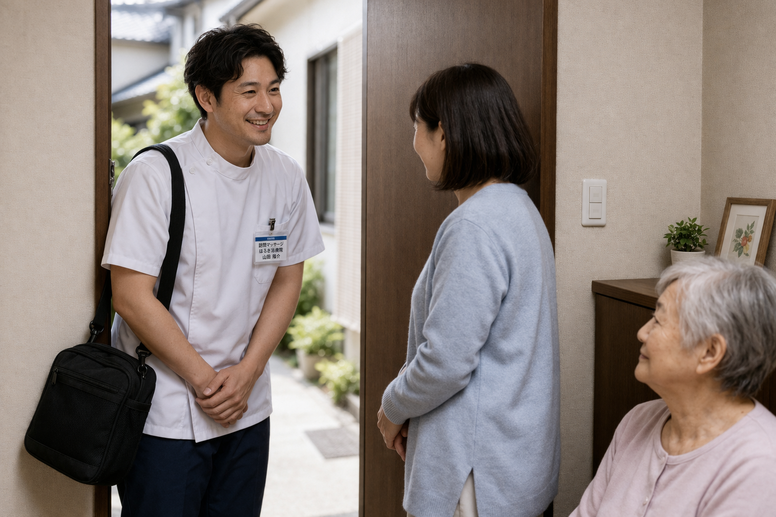 横須賀市衣笠で医療保険対応の訪問マッサージを行う施術者のイメージ