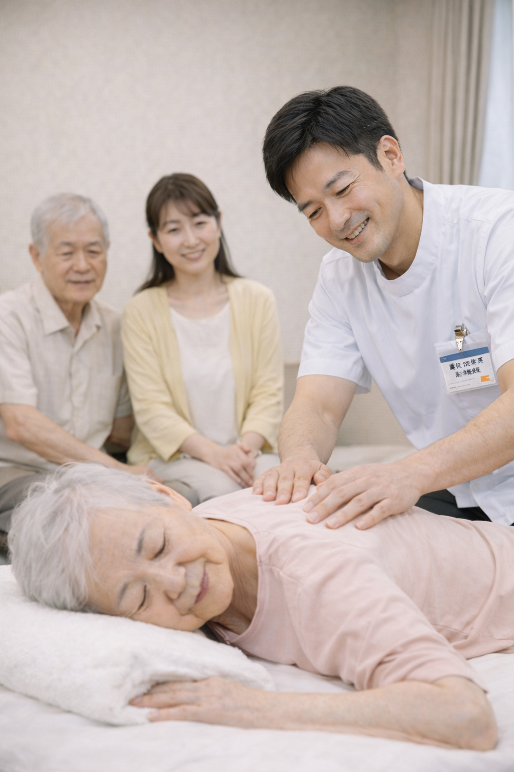 歩けなくなってきた家族とご家族に寄り添う訪問マッサージのイメージ