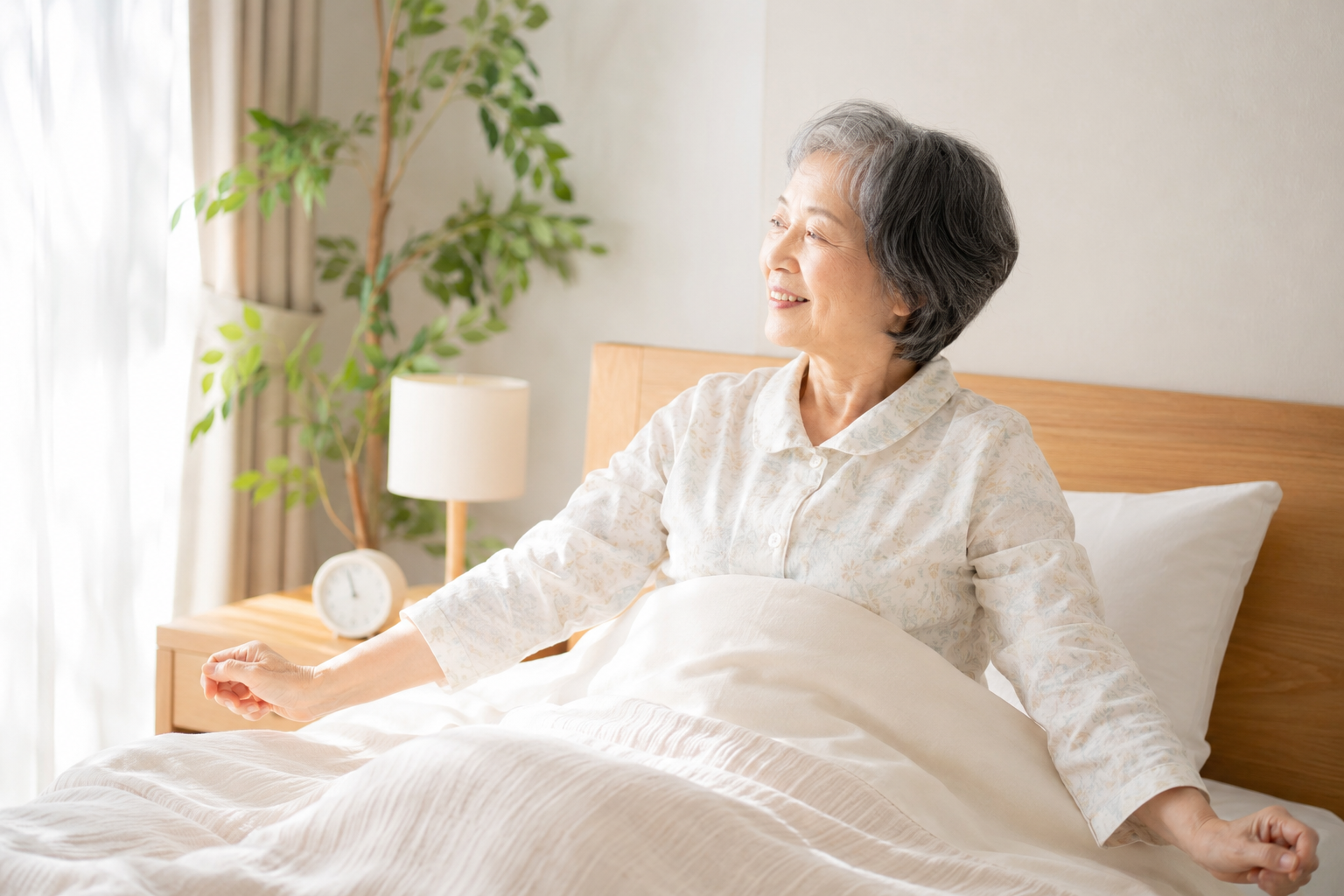 100歳まで元気で明るく健やかに暮らすために睡眠を大切にする高齢者