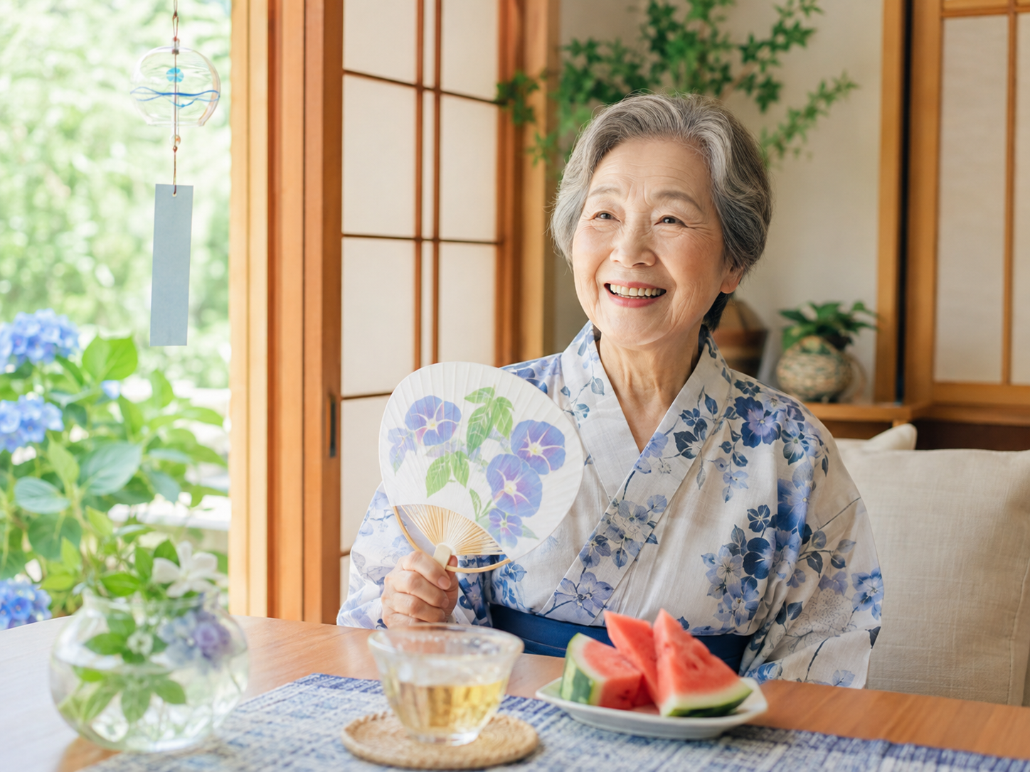 100歳まで元気で明るく健やかに暮らすために季節を楽しむ高齢者