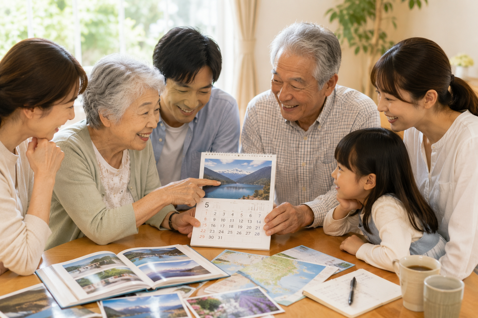 高齢者が家族と明るい未来について話している様子
